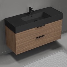 Floating Bathroom Vanity, Modern, Walnut, 48 inch